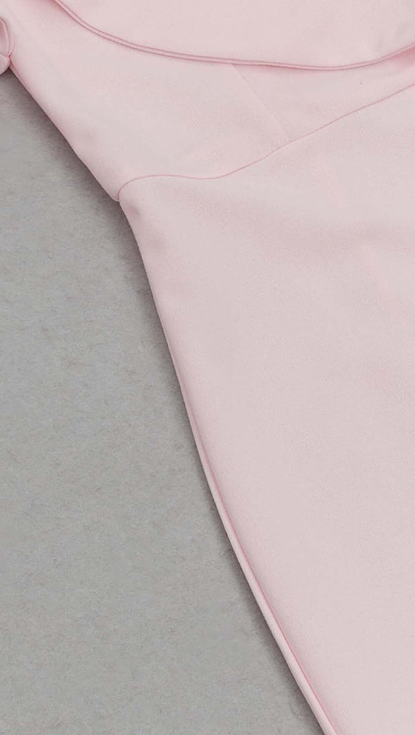 AIIZIE ONE SHOULDER RUFFLE TRIM MIDI DRESS IN PINK - product image