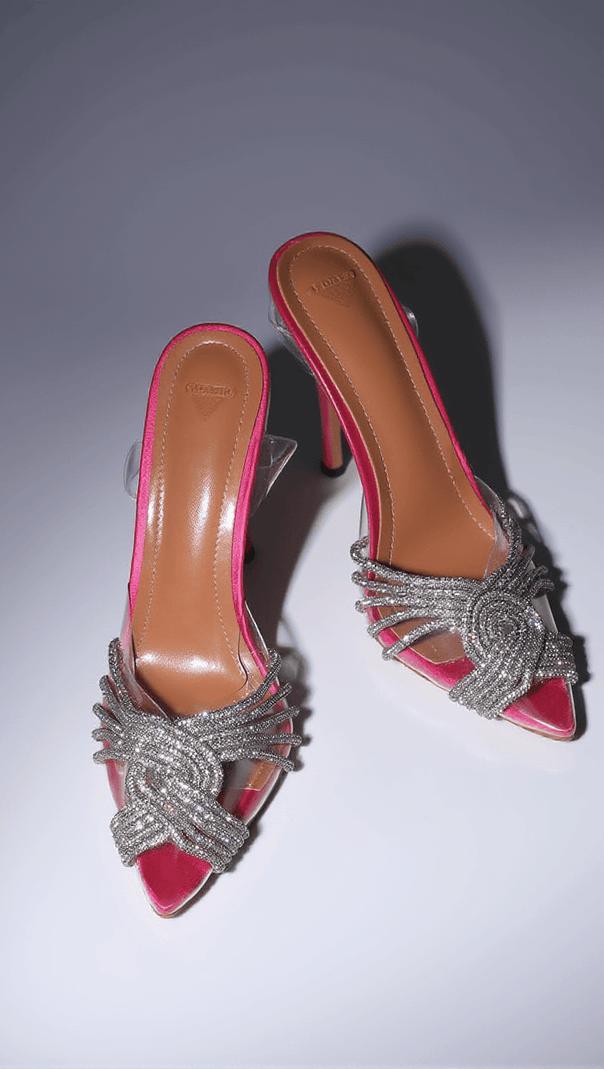 AIIZIE LUMI CRYSTAL EMBELLISHED SANDALS IN HOT PINK - product image
