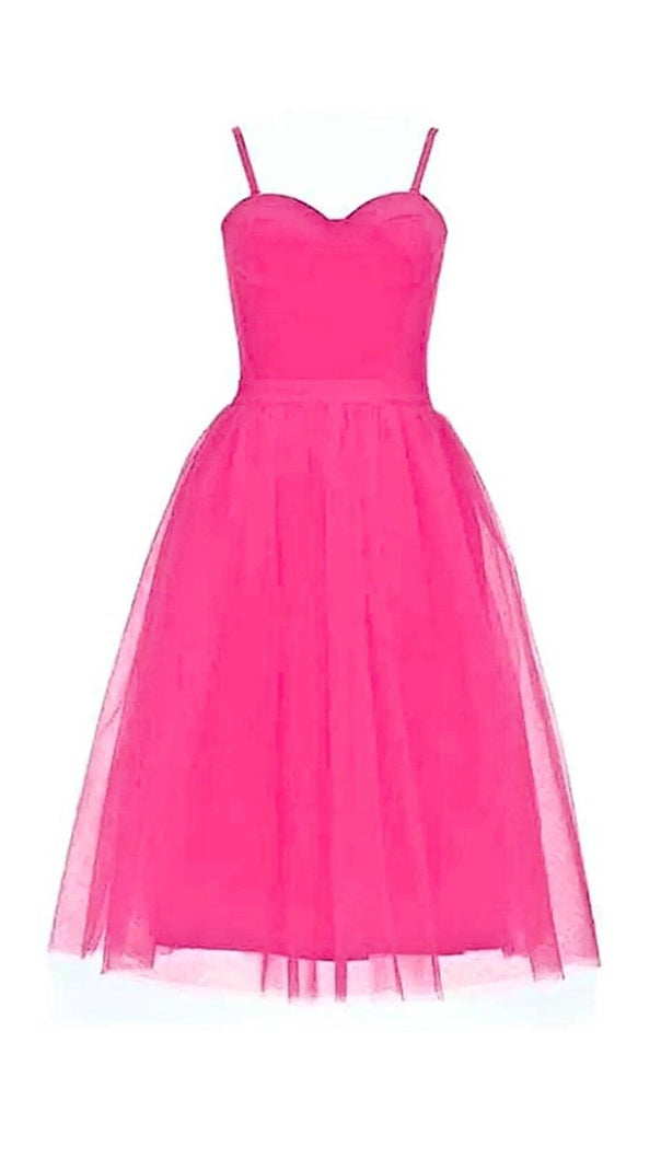 AIIZIE PLEATS SPAGHETTI STRAPS MIDI DRESS IN HOT PINK - product image