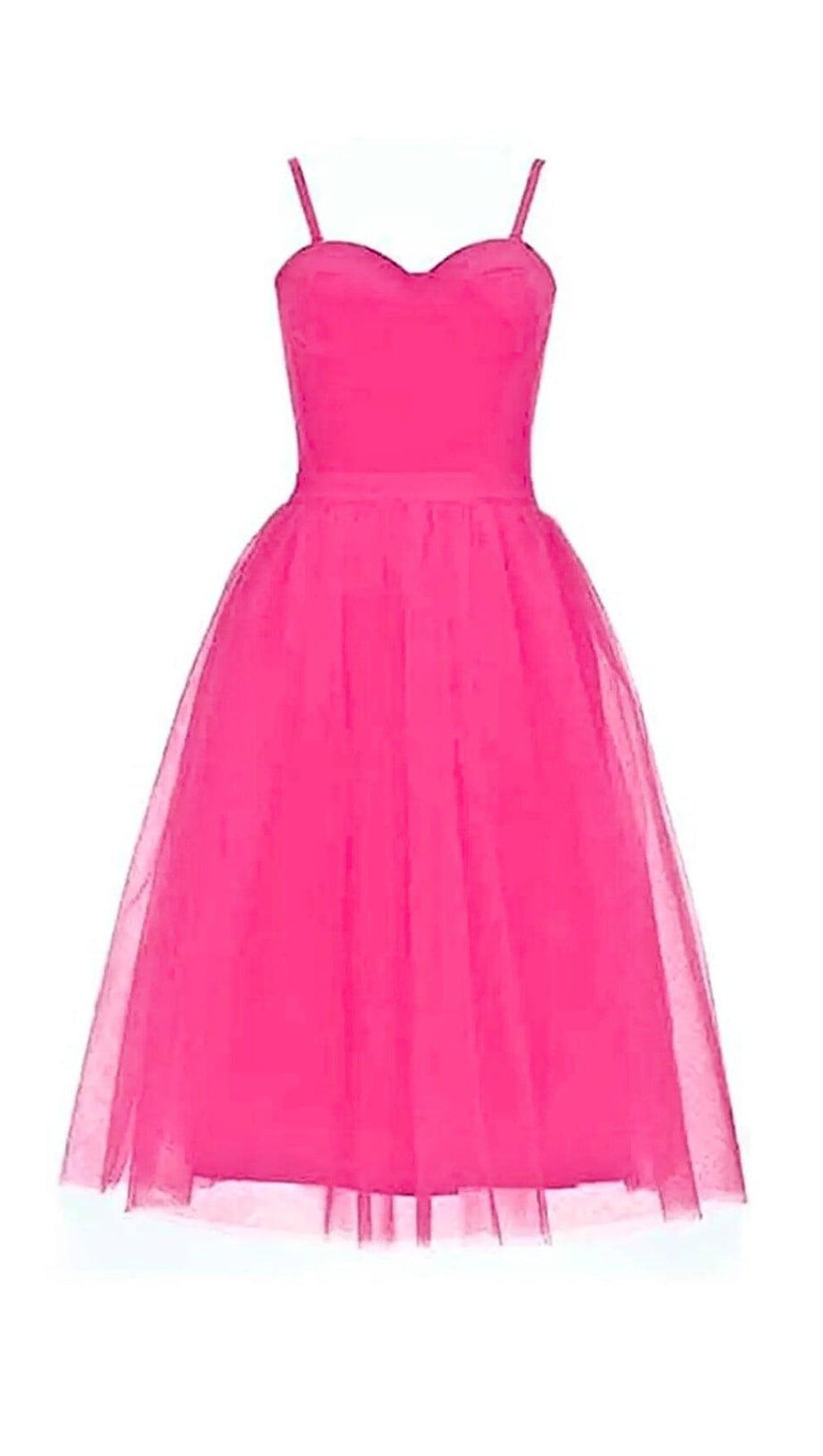 PLEATS SPAGHETTI STRAPS MIDI DRESS IN HOT PINK