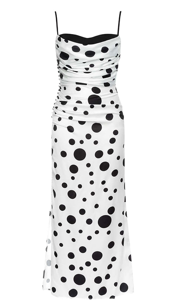 AIIZIE POLKA DOT PRINT RUCHED MERMAID MAXI DRESS - product image