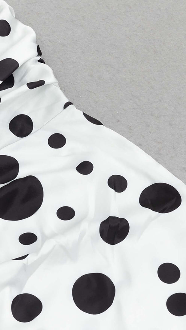 AIIZIE POLKA DOT PRINT RUCHED MERMAID MAXI DRESS - product image