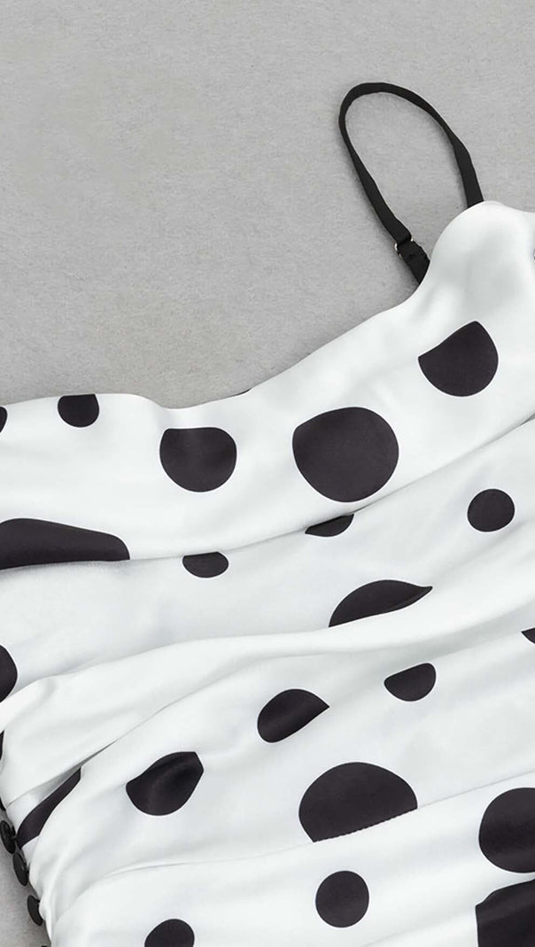 AIIZIE POLKA DOT PRINT RUCHED MERMAID MAXI DRESS - product image