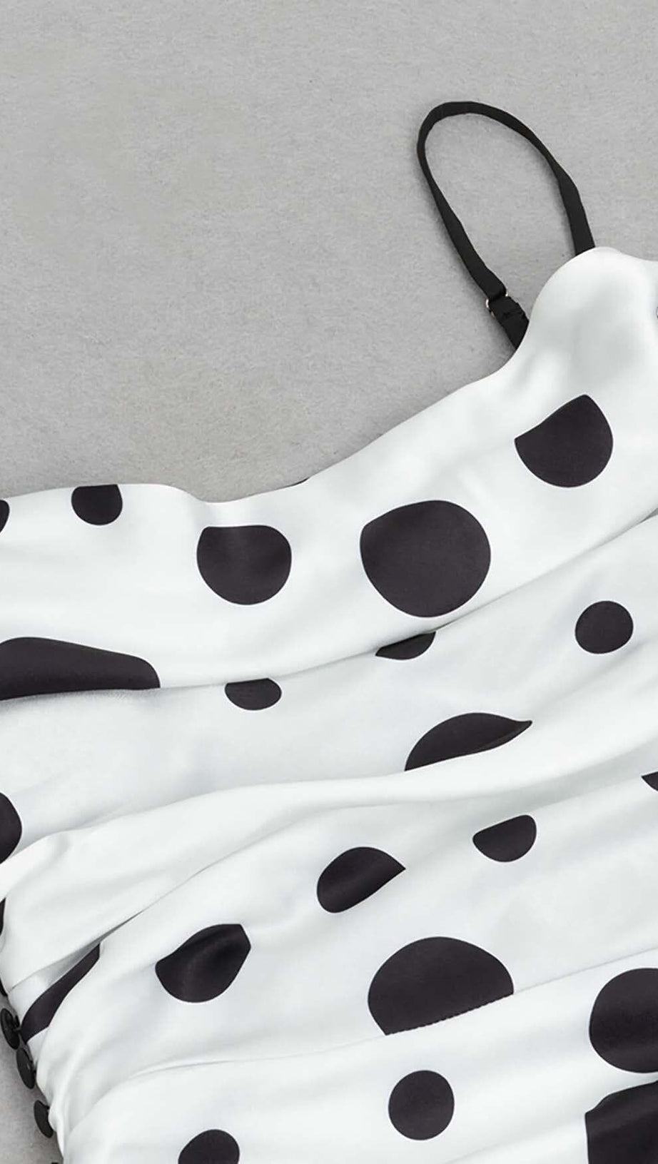 POLKA DOT PRINT RUCHED MERMAID MAXI DRESS