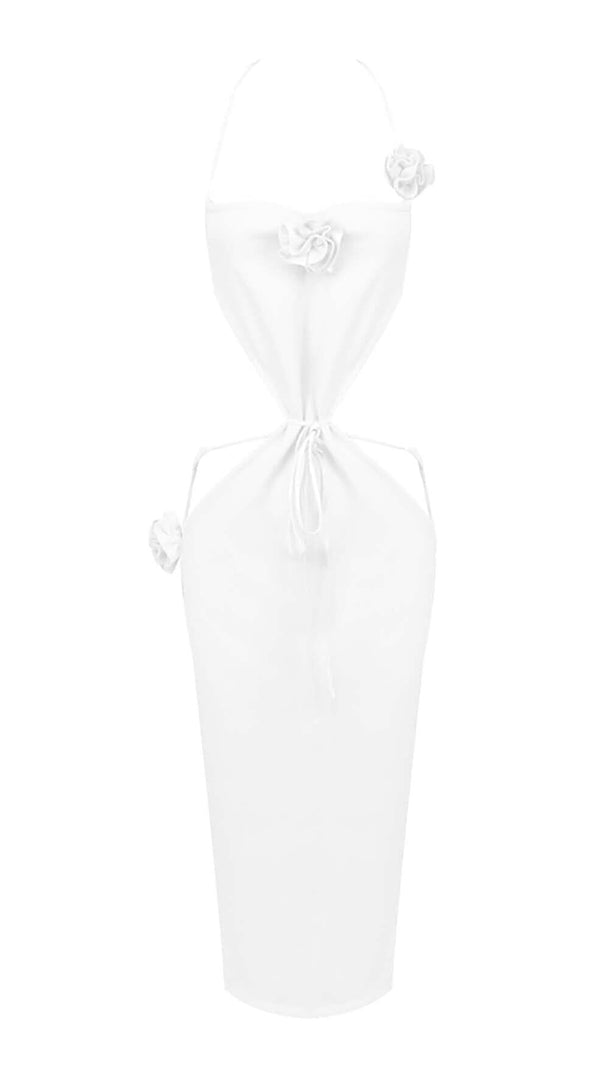 AIIZIE RIBBED CUT OUT MIDI DRESS IN WHITE - product image