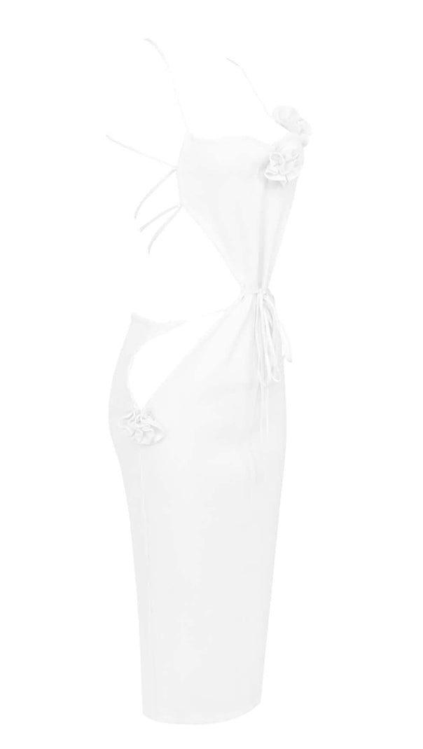 AIIZIE RIBBED CUT OUT MIDI DRESS IN WHITE - product image
