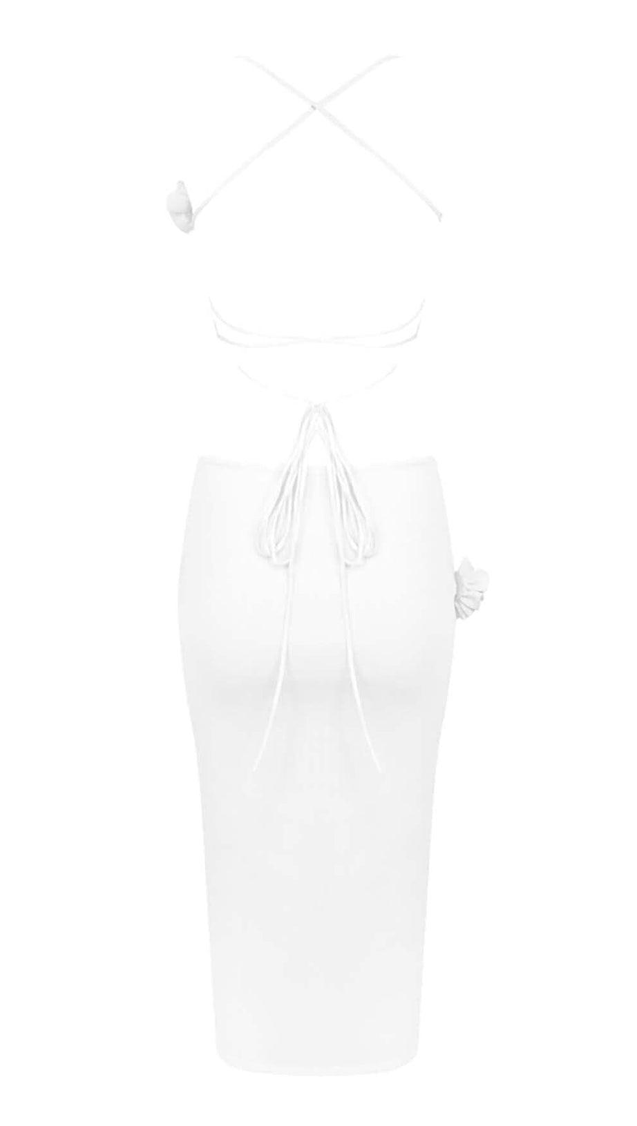 RIBBED CUT OUT MIDI DRESS IN WHITE