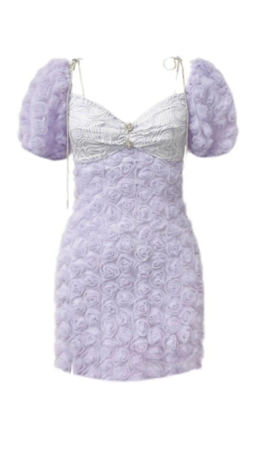 ROSE EMBELLISHED MINI DRESS IN LILAC
