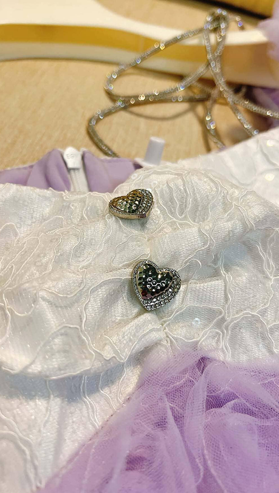 ROSE EMBELLISHED MINI DRESS IN LILAC