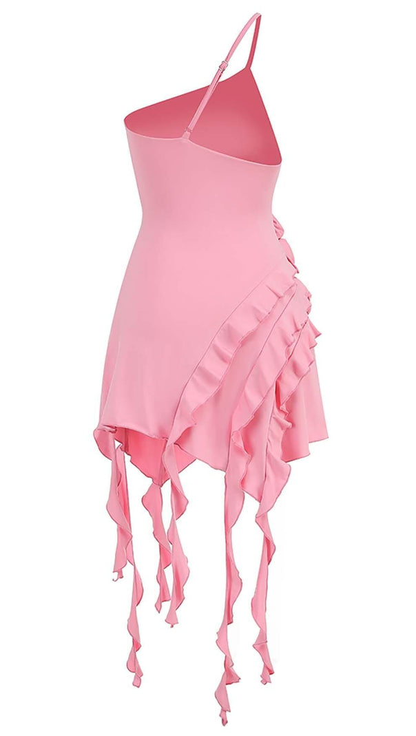 AIIZIE ROSE-DETAIL RUFFLED MINI DRESS IN PINK - product image