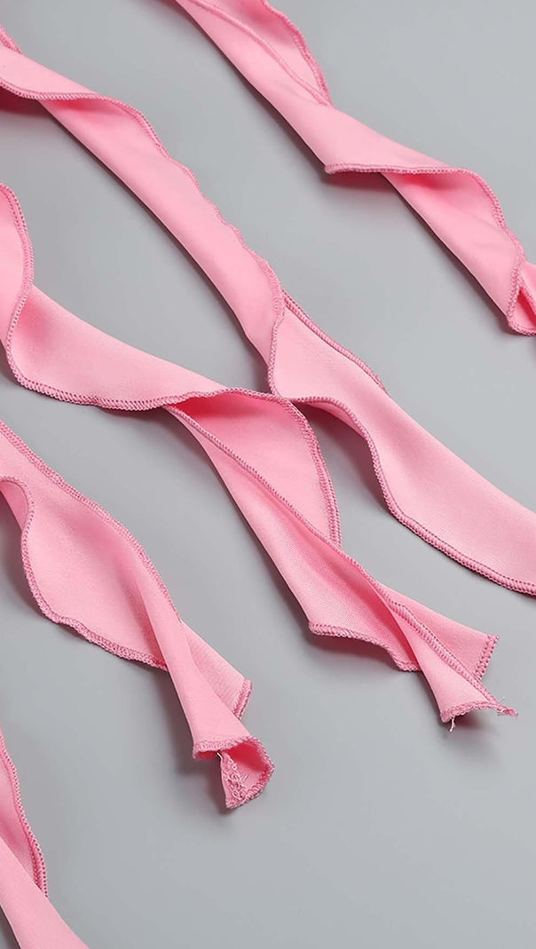 AIIZIE ROSE-DETAIL RUFFLED MINI DRESS IN PINK - product image