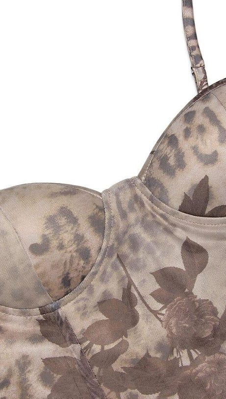 CREAM FLORAL PRINT MAXI DRESS