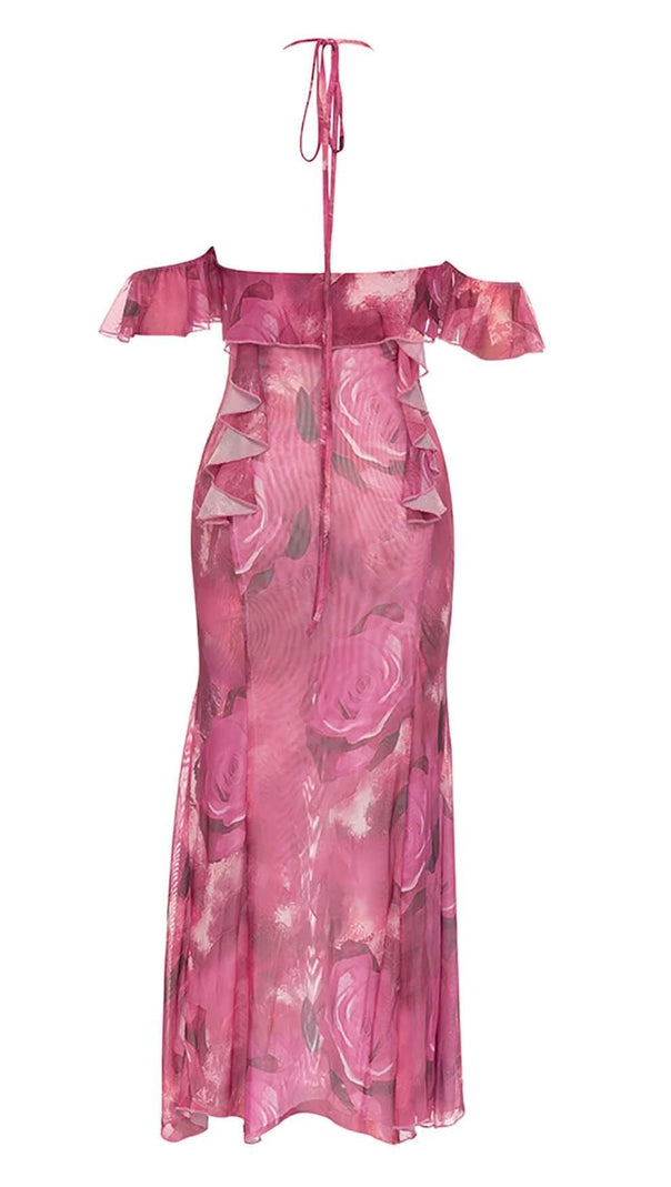 AIIZIE RUFFLE-TRIM PAISLEY-PRINT MAXI DRESS IN PINK - product image