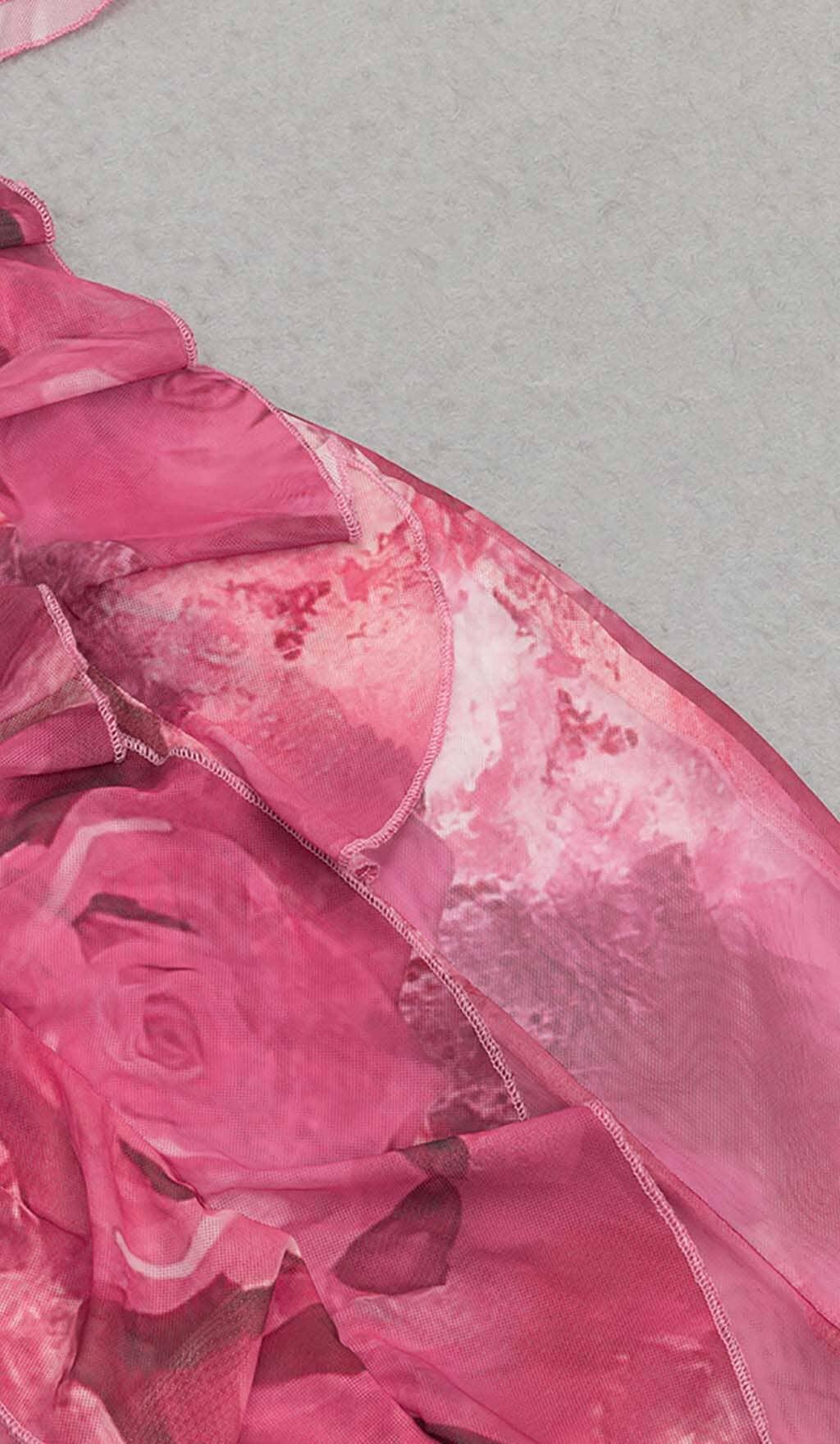 RUFFLE-TRIM PAISLEY-PRINT MAXI DRESS IN PINK