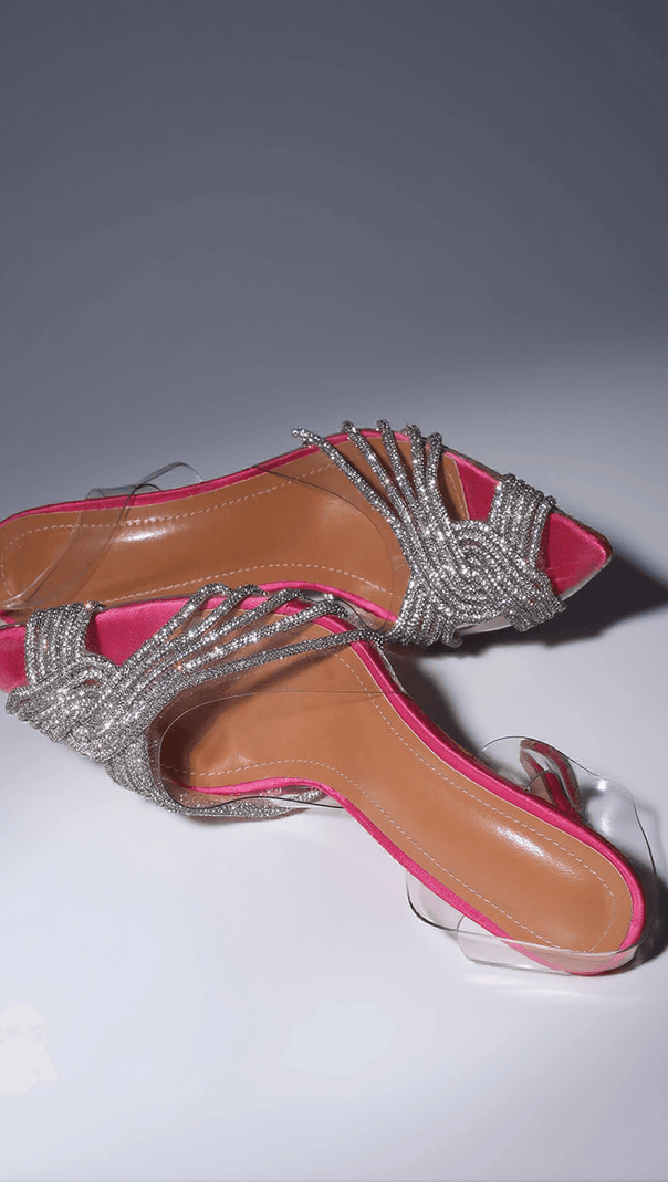 AIIZIE LUMI CRYSTAL EMBELLISHED SANDALS IN HOT PINK - product image
