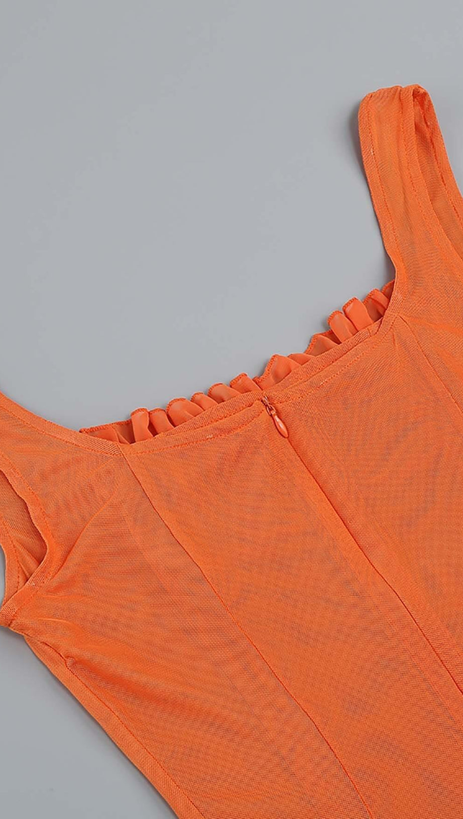 SHEER RUFFLED MAXI DRESS IN ORANGE