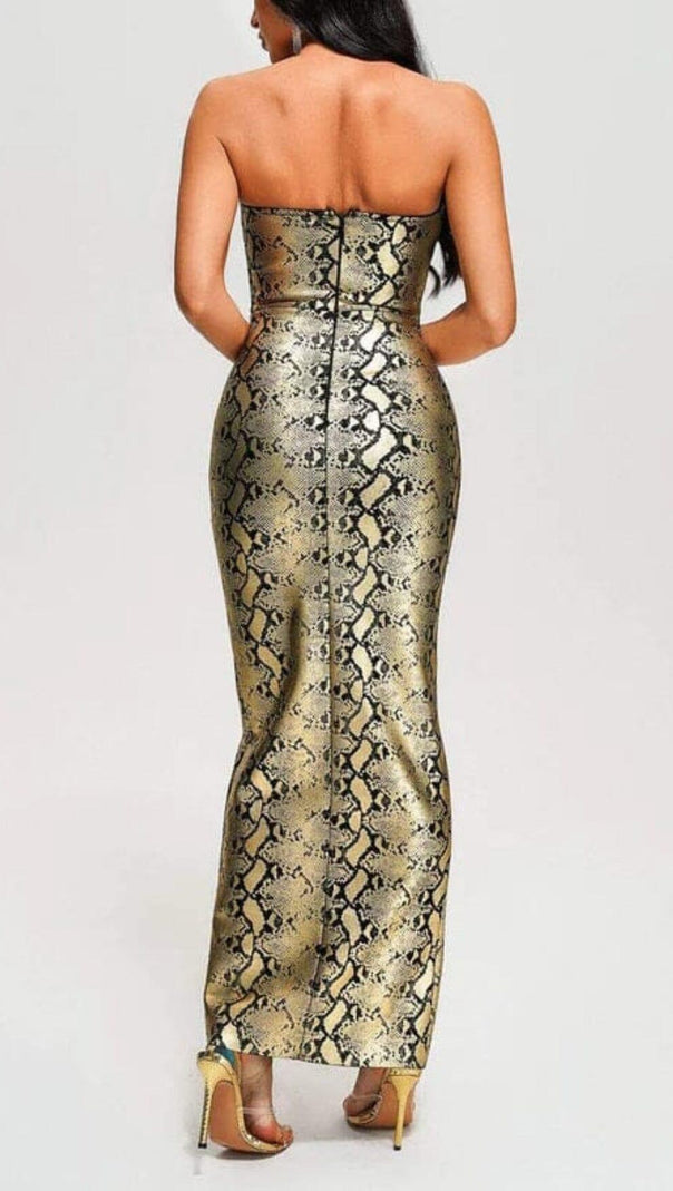 AIIZIE SNAKE PRINT LACE UP MIDI DRESS - product image