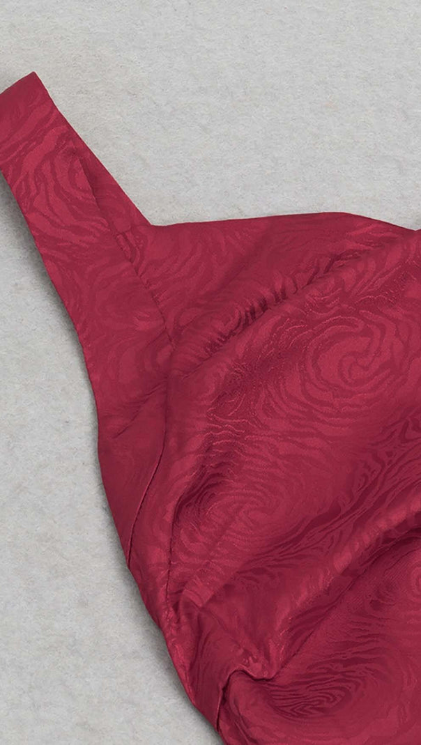 AIIZIE STRAP SATIN MAXI DRESS IN RUBY RED - product image