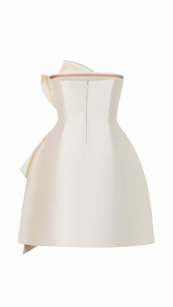 MINI ABITO CON FIOCCO SENZA SPALLINE