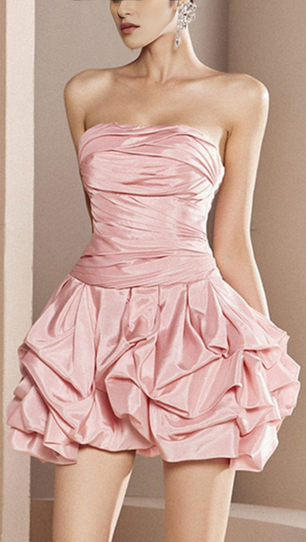 AIIZIE STRAPLESS BUD MINI DRESS IN PINK - product image