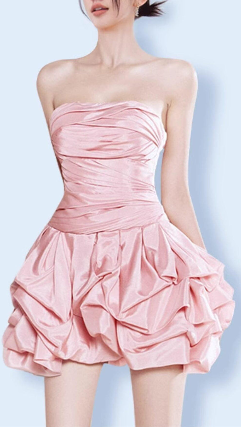 TRÄGERLOSES BUD MINIKLEID IN ROSA