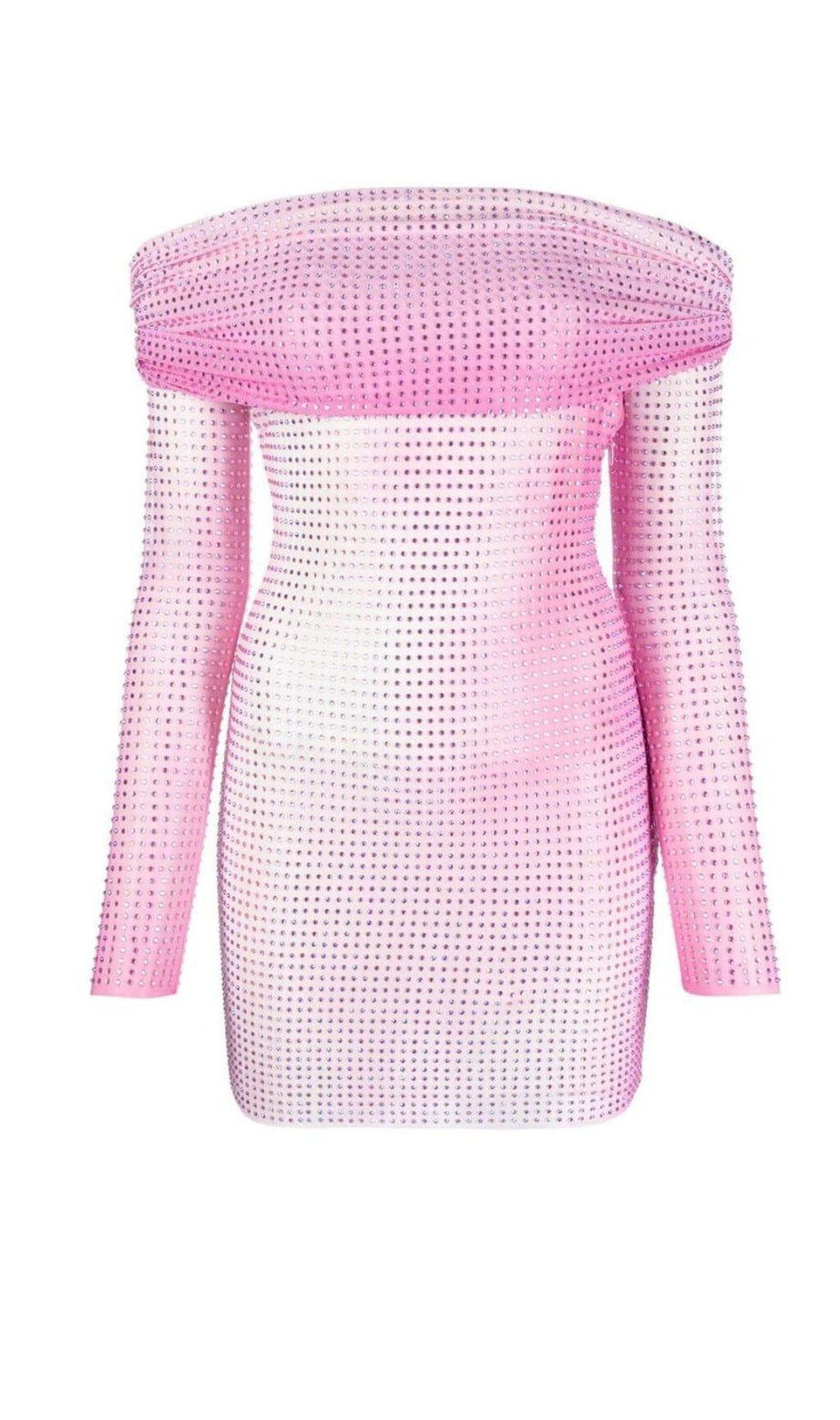 MINI ABITO ROSA SENZA SPALLINE CON CRISTALLI