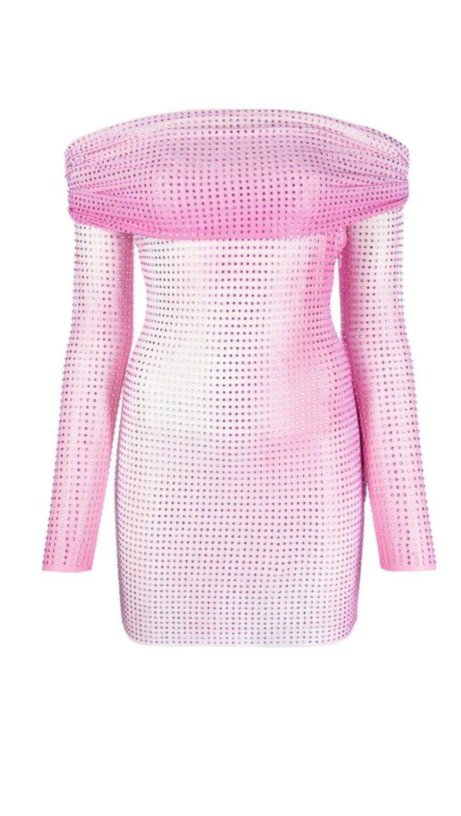 STRAPLESS CRYSTAL-EMBELLISHED MINI DRESS IN PINK
