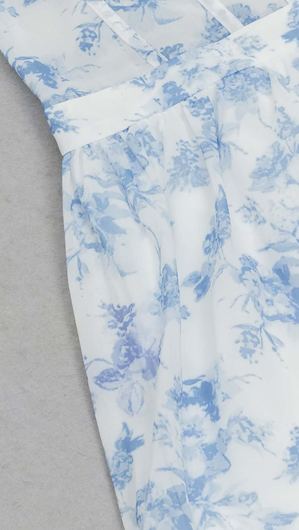 AIIZIE STRAPPY CORSET TIERED MAXI DRESS IN BLUE - product image