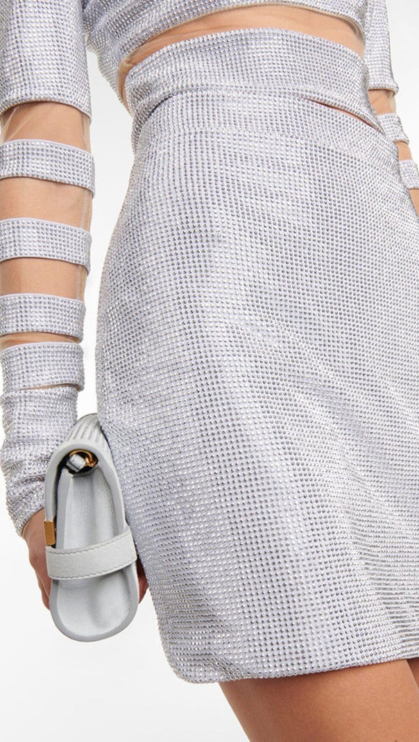 AIIZIE STRIPED RHINESTONE TWO PIECE SET IN SLIVER - product image