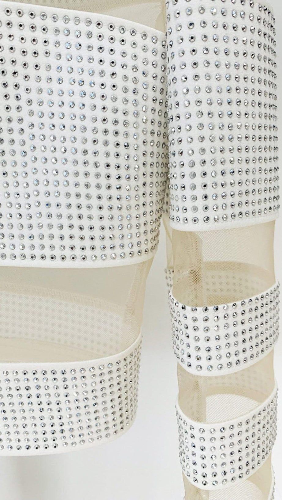 STRIPED RHINESTONE TWO PIECE SET IN SLIVER