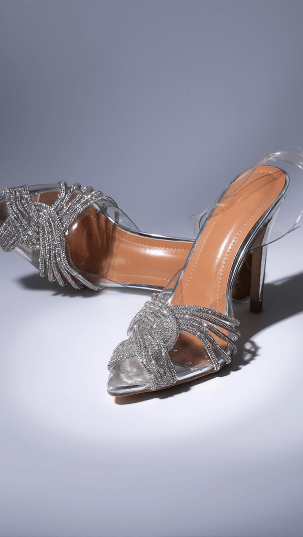 AIIZIE LUMI CRYSTAL EMBELLISHED SANDALS IN SILVER - product image