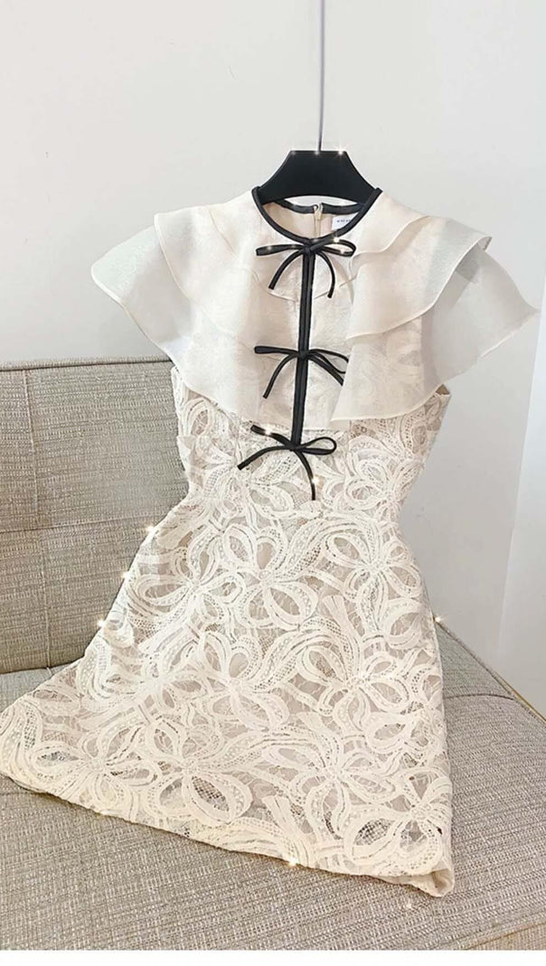 AIIZIE TIERED NECK MINI DRESS IN WHITE - product image