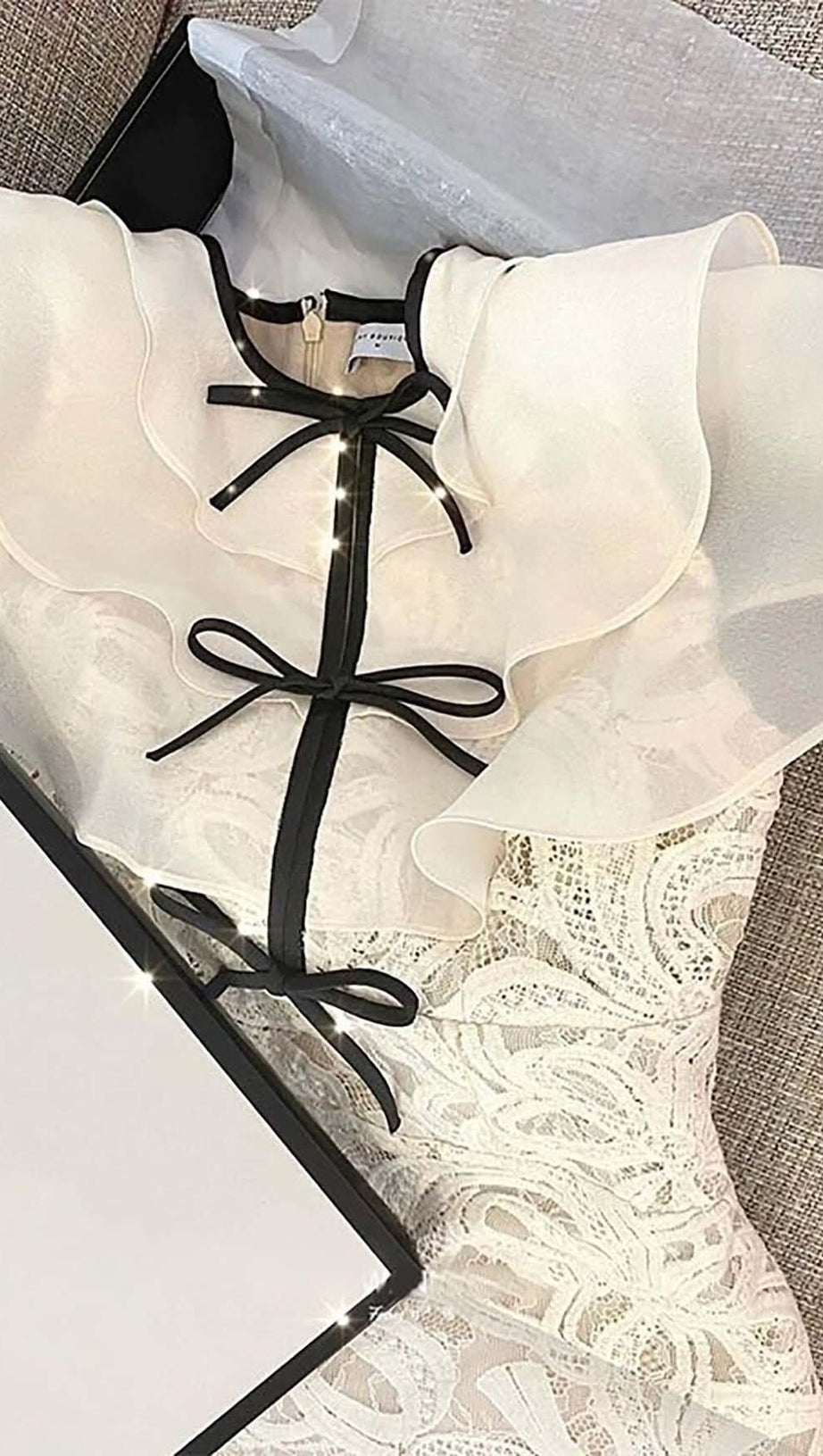 TIERED NECK MINI DRESS IN WHITE