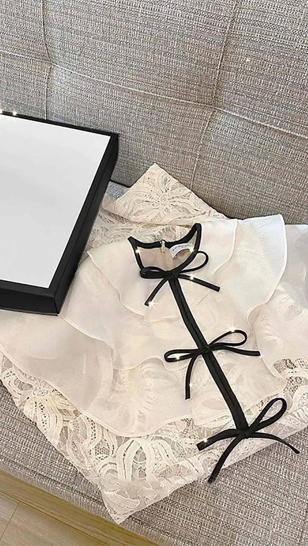 AIIZIE TIERED NECK MINI DRESS IN WHITE - product image