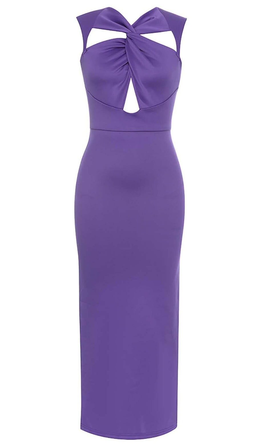TWIST FRONT CUT OUT MAXI DRESS IN PURPLE