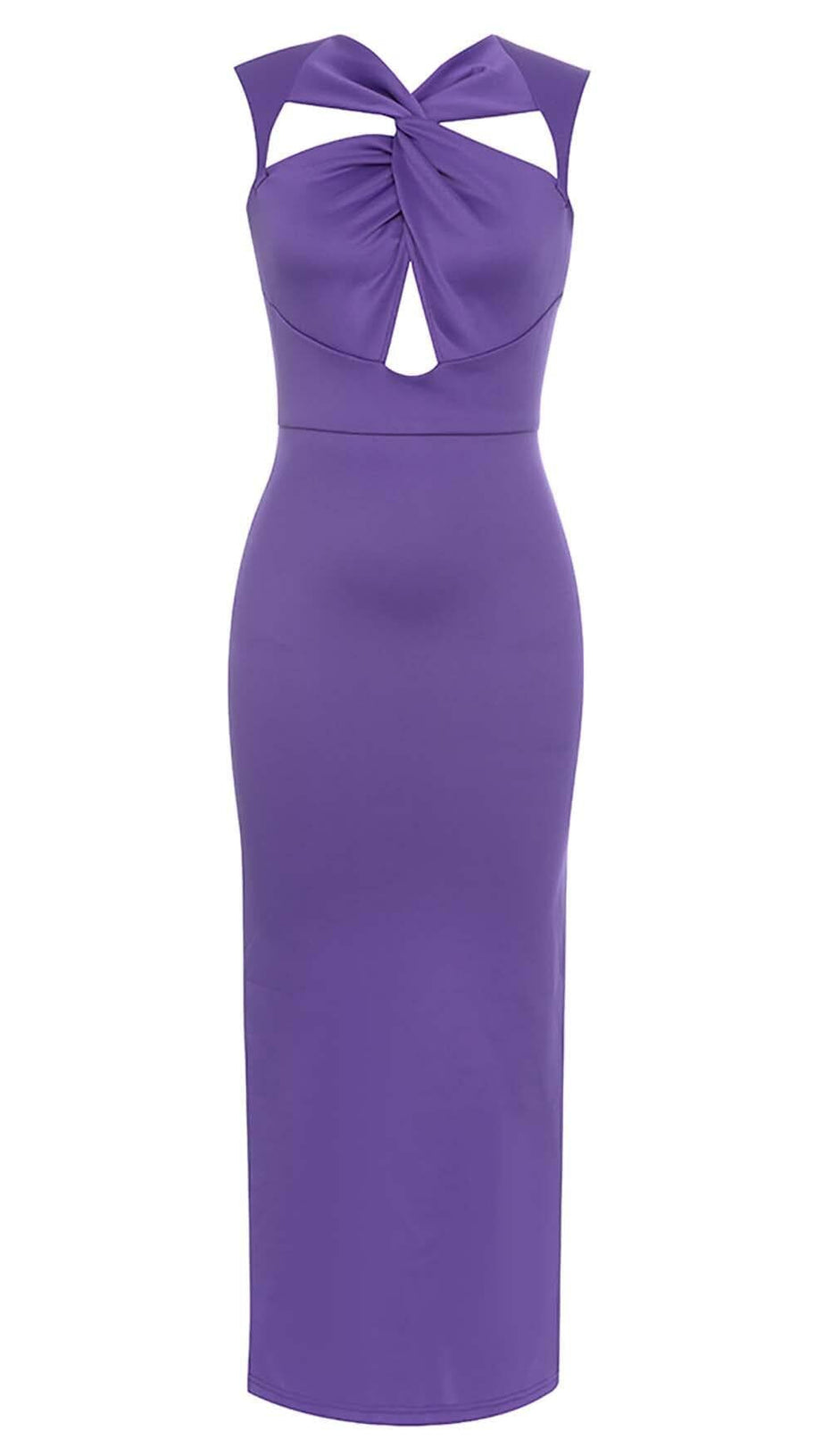 TWIST FRONT CUT OUT MAXI DRESS IN PURPLE