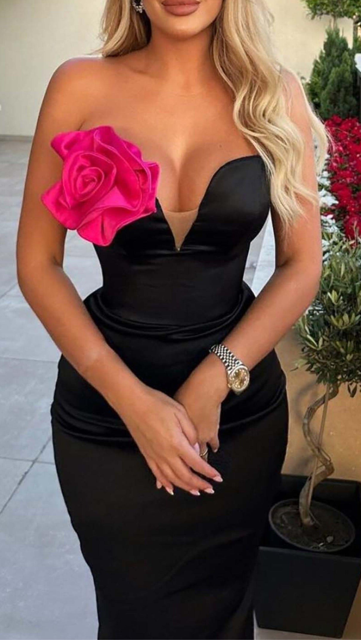 AIIZIE APPLIQUÉD BANDEAU MAXI DRESS IN BLACK - product image