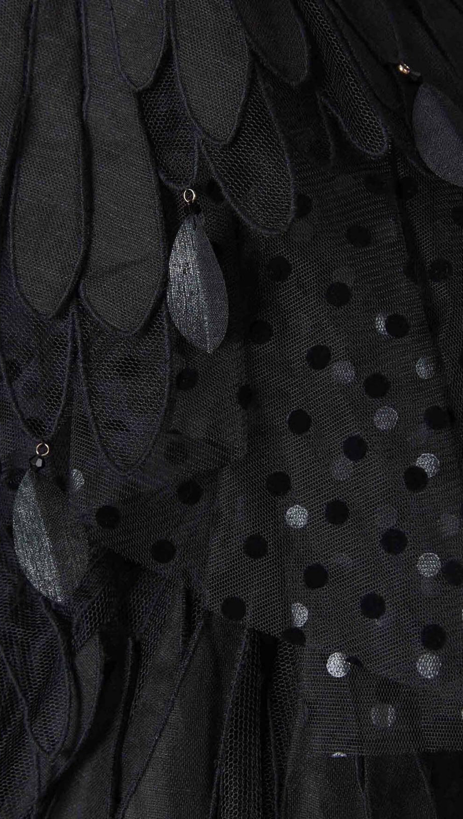 APPLIQUÉD TULLE MINI DRESS IN BLACK