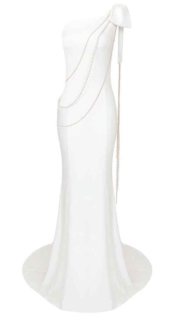 AIIZIE ASYMMETRIC CHAIN MAXI DRESS IN SNOWY - product image