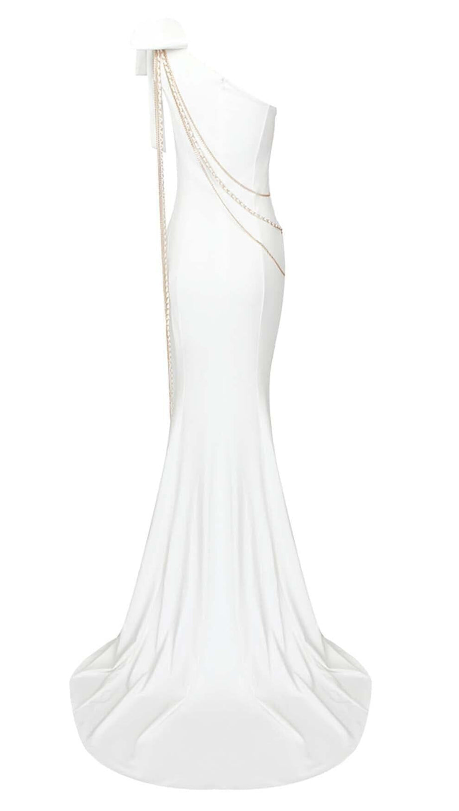 ASYMMETRIC CHAIN MAXI DRESS IN SNOWY