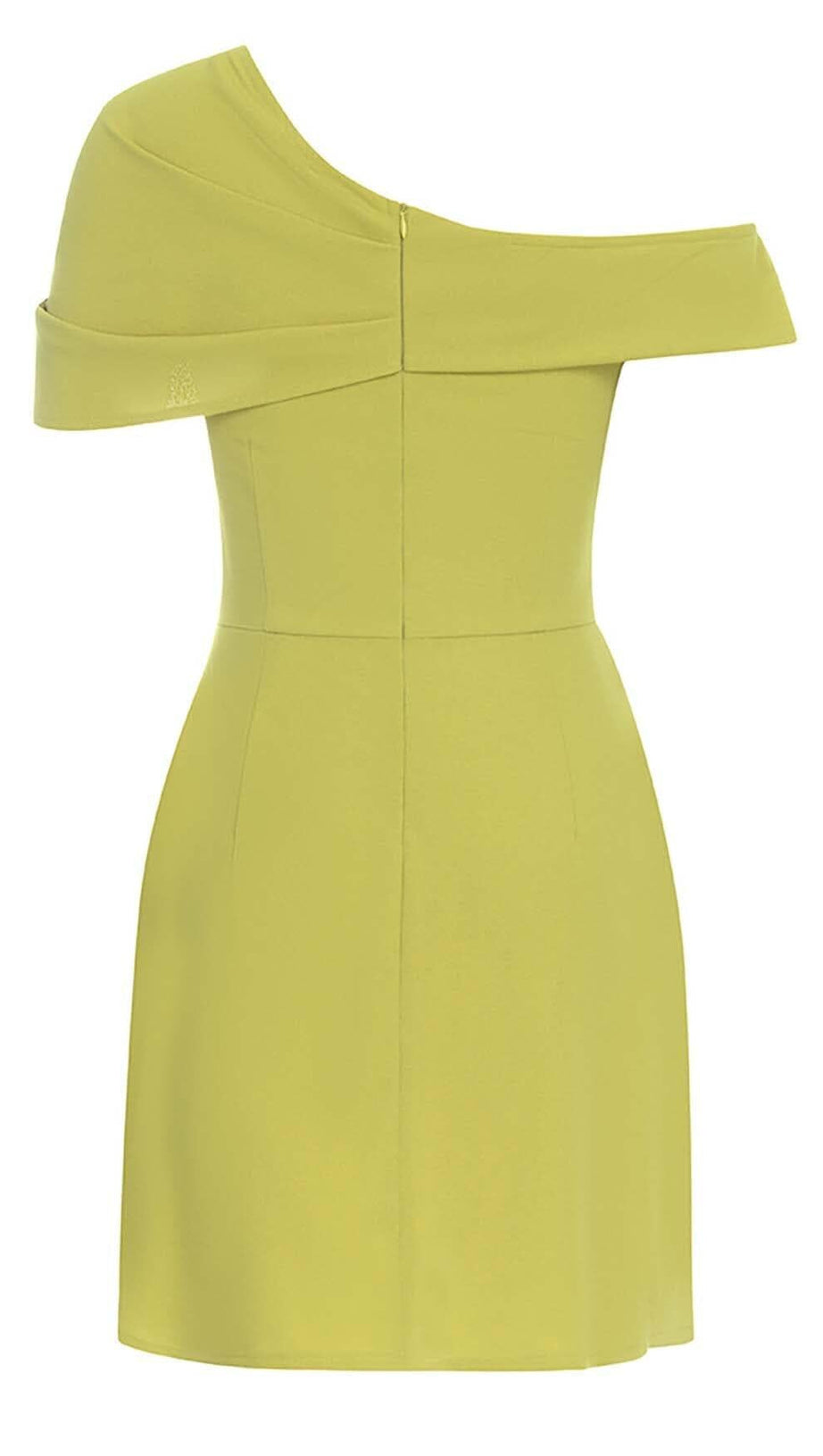 ASYMMETRICAL NECK RUFFLE MINI DRESS IN GREEN