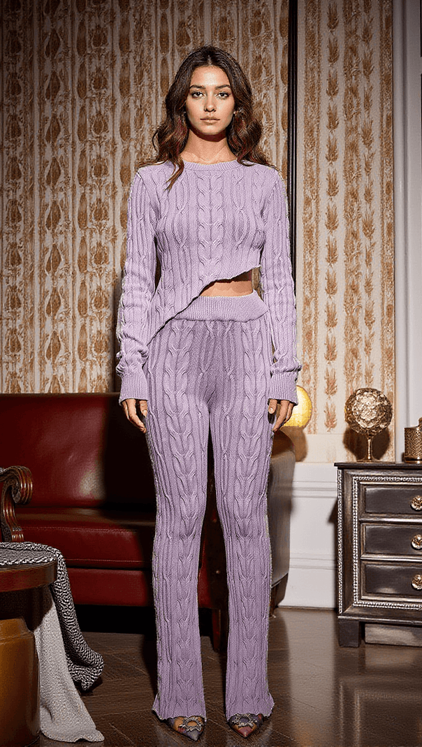 AIIZIE LINNET LONG SLEEVE KNIT TOP IN PURPLE - product image