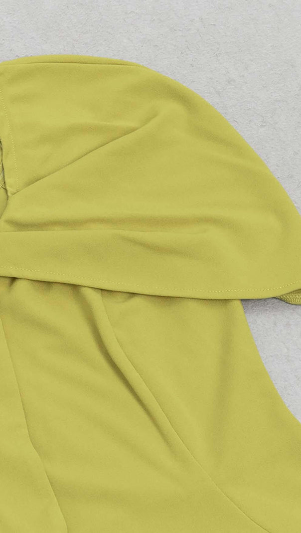 AIIZIE ASYMMETRICAL NECK RUFFLE MINI DRESS IN GREEN - product image