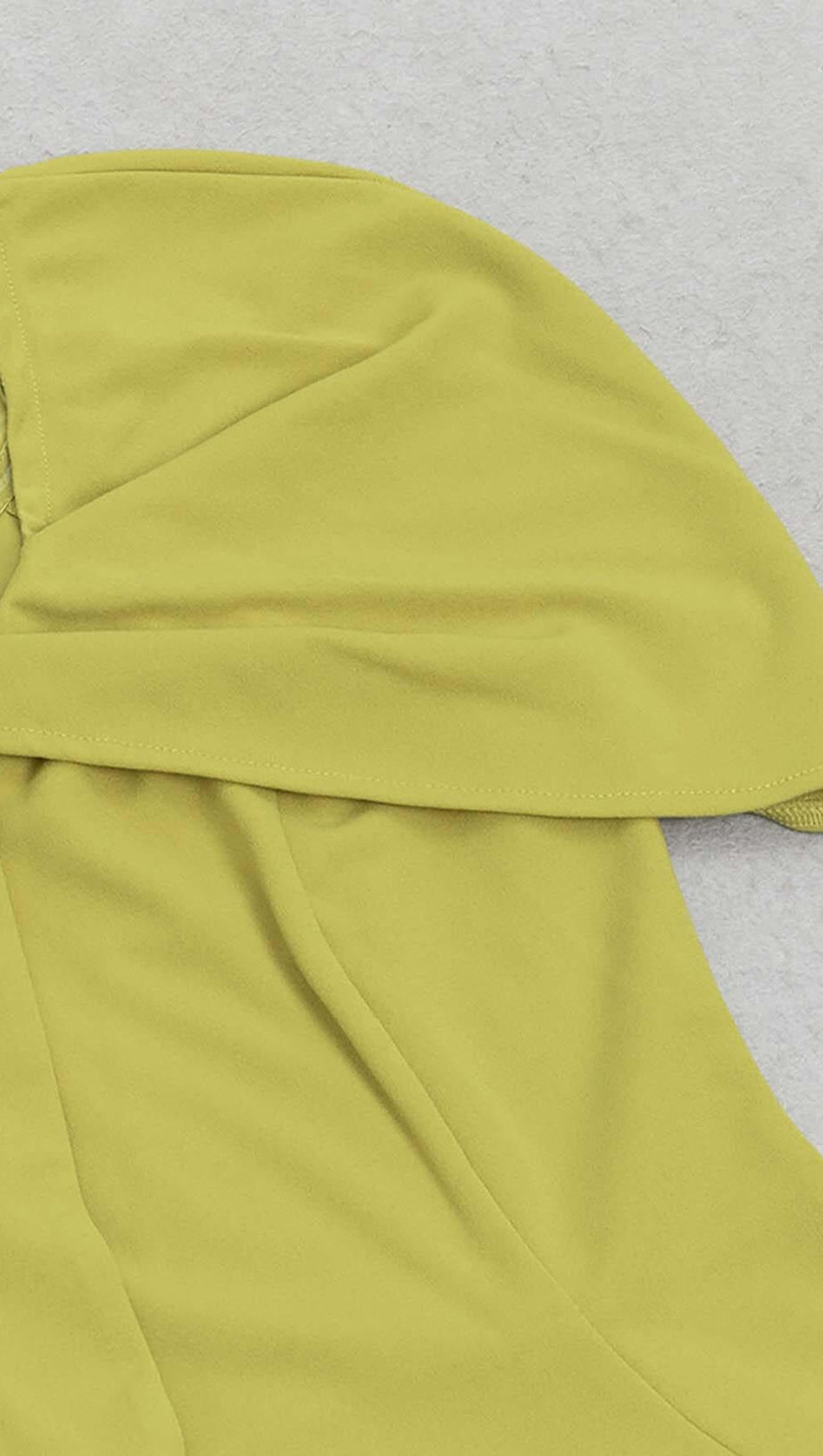 ASYMMETRICAL NECK RUFFLE MINI DRESS IN GREEN