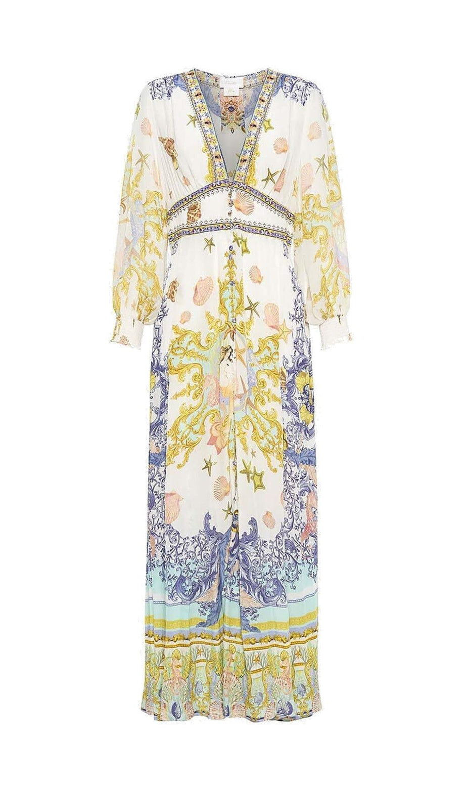 BAROQUE PRINT BUTTON MAXI DRESS