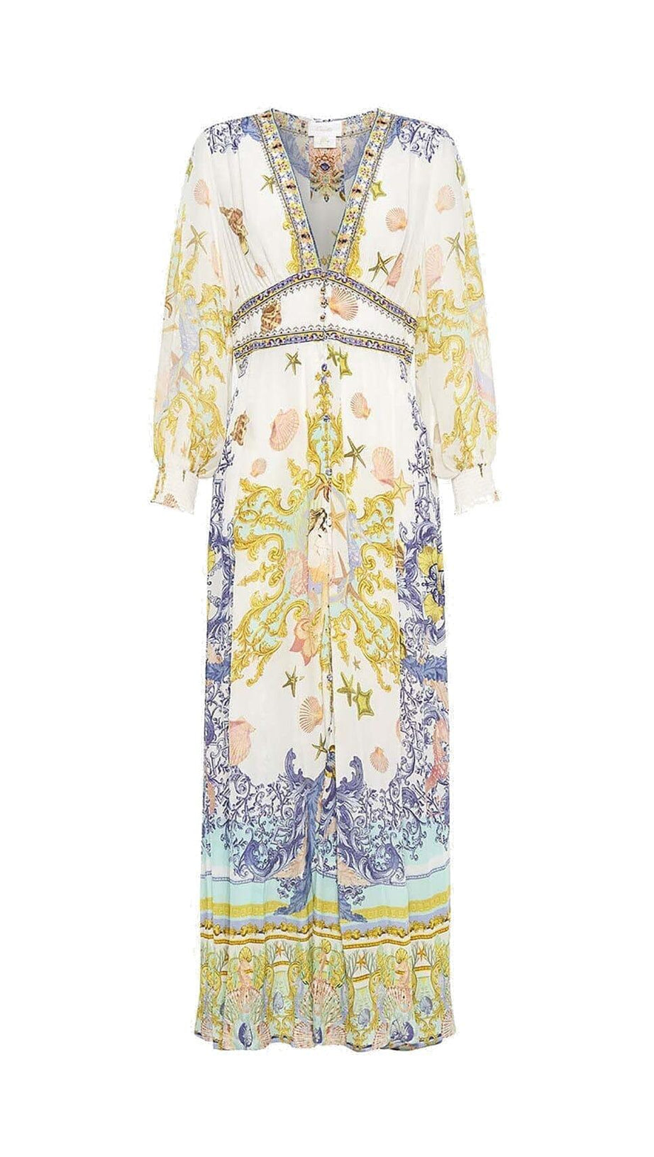 BAROQUE PRINT BUTTON MAXI DRESS