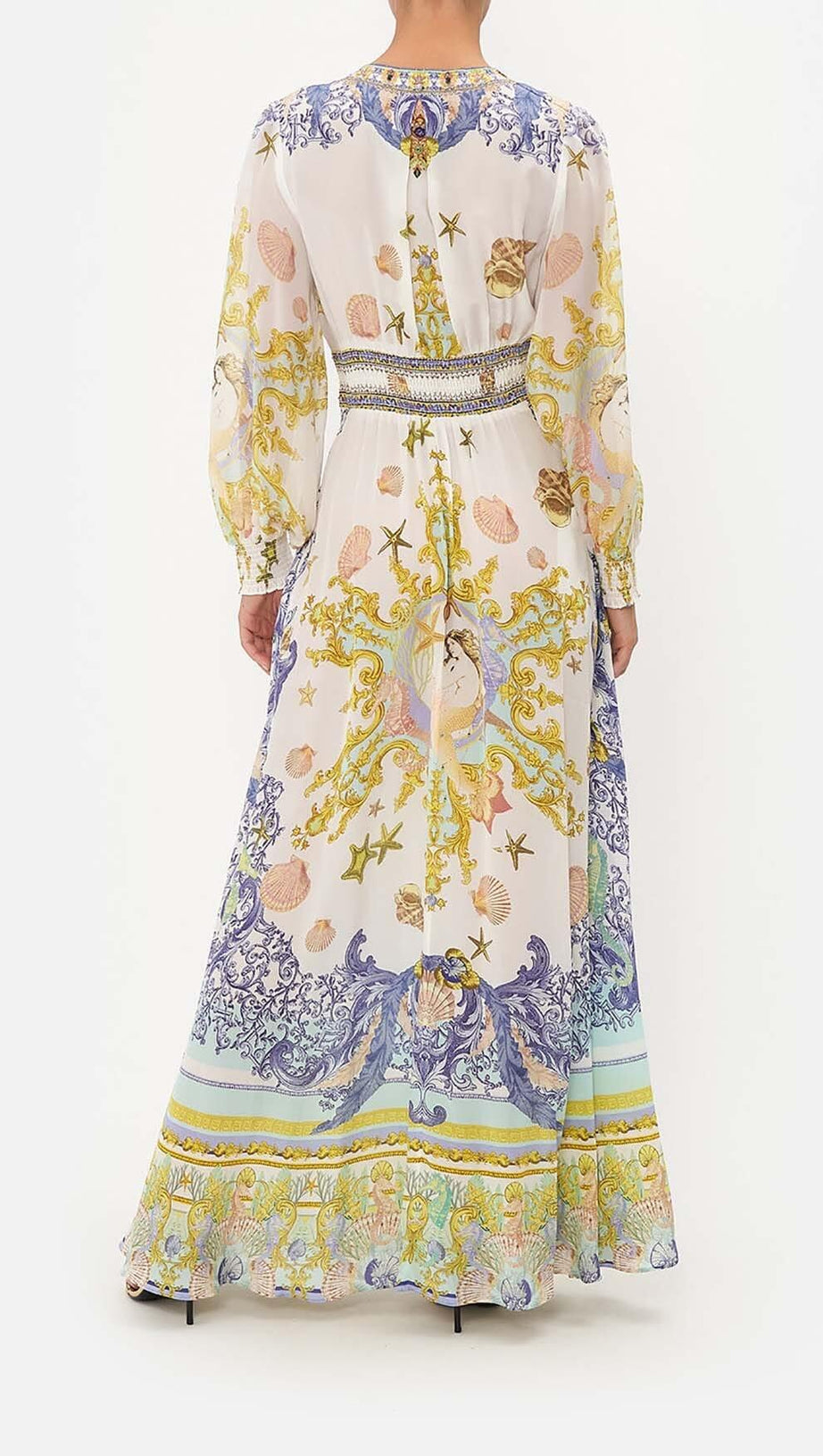 BAROQUE PRINT BUTTON MAXI DRESS