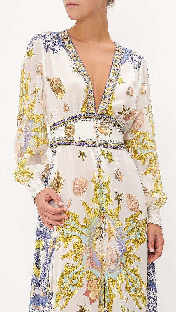 AIIZIE BAROQUE PRINT BUTTON MAXI DRESS - product image