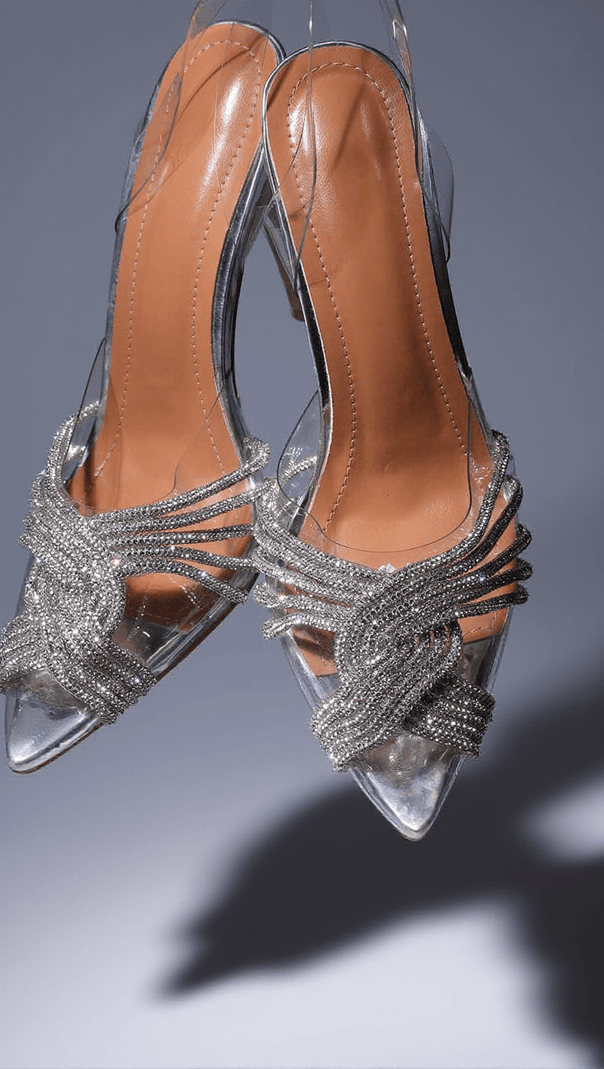 AIIZIE LUMI CRYSTAL EMBELLISHED SANDALS IN SILVER - product image