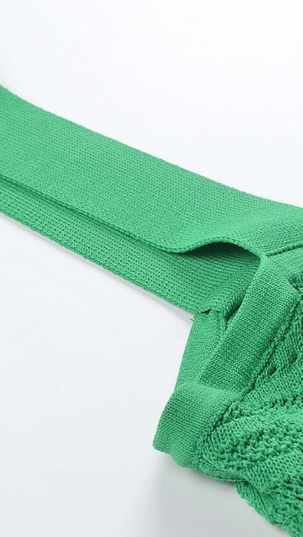 AIIZIE BODYCON KNIT MINI DRESS IN GREEN - product image
